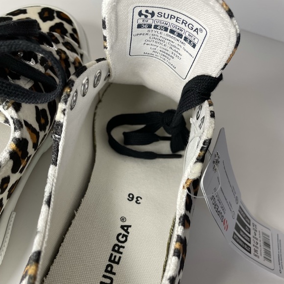 NWOB Superga Velvet White Leopard Sneakers - Picture 10 of 10